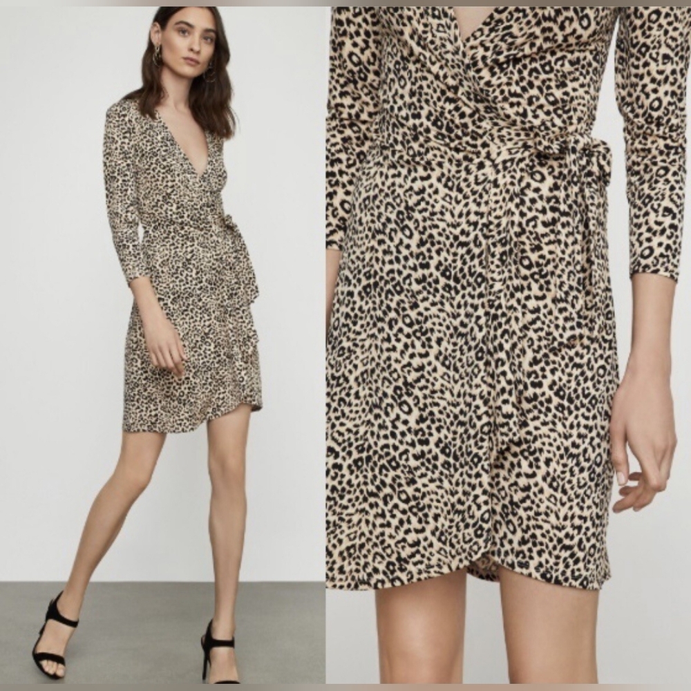 BCBG Animal Print Long Sleeve Dress
